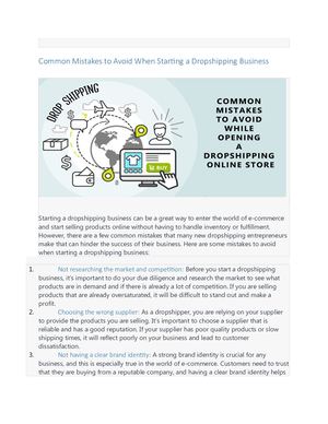Calaméo - Common Mistakes To Avoid When Starting A Dropshipping Business