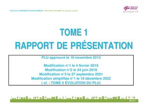 Tome 1 : Rapport De Présentation du PLU
