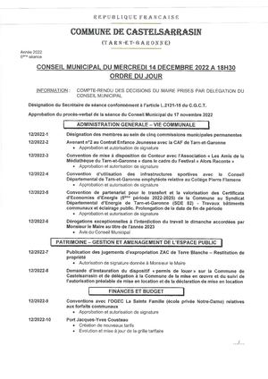 Conseil Municipal 14/12/2022