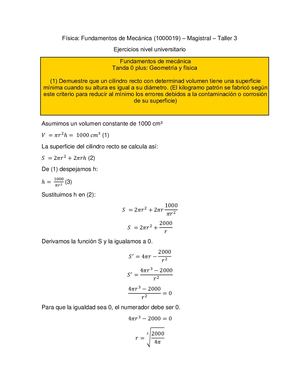Fundamentos De Mecánica Magistral Taller 3