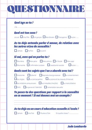 Questionnaire éDucation Sexuelle Lombardo Jade