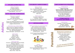 Programme Pôle Adultes-Familes Janvier/Février 2023