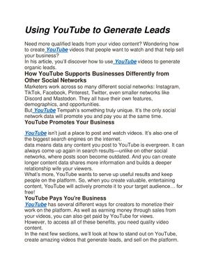 Calaméo - Using YouTube to Generate Leads