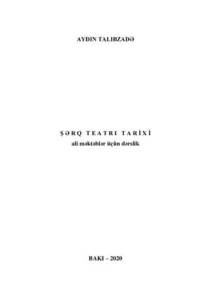 Talıbzadə Aydın ŞəRq Teatr Tarixi