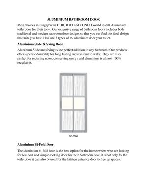 Aluminium Bathroom Door | Aluminium Slide & Swing Door for Toilet