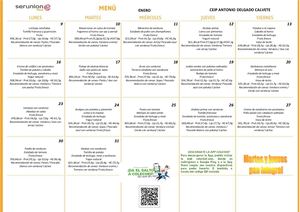 Menu Enero Ceip Antonio Delgado Calvete
