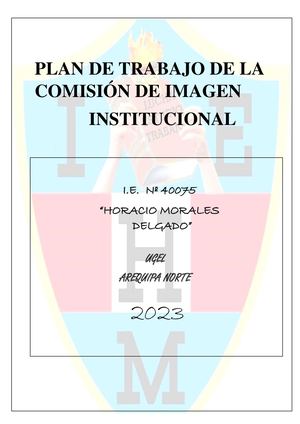 Plan De Trabajo De Imagen Institucional 2023