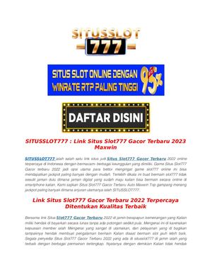 Situsslot777 : Sot777 Gacor Deposit Dana Terbaik