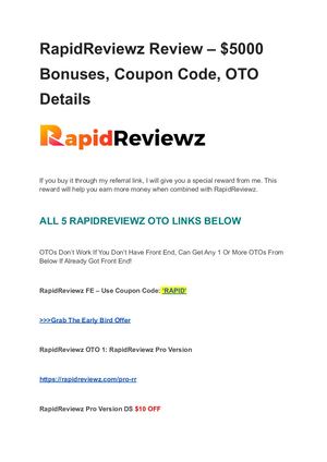 Rapid Reviewz Review – $5000 Bonuses, Coupon Code, Oto Details