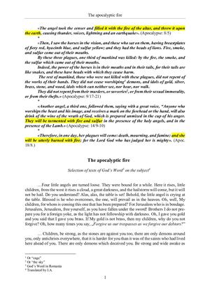 The Word of God about the apocalyptic fire