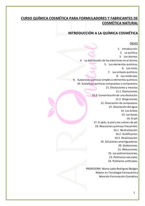 Clase 1 Pdf 1 Introducción Química Cosmética