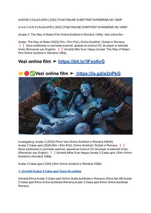 !Avatar 2 Calea Apei [ 2022 ] Film Online Subtitrat In Română Hd 1080p