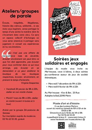 Programmation culturelle expo Joint Français janv avr 2023