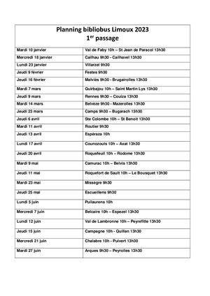 Tournées Bibliobus BDA Limoux 2023