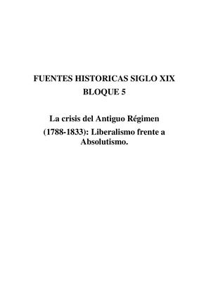 Fuentes Históricas Siglo XIX Bloque 5
