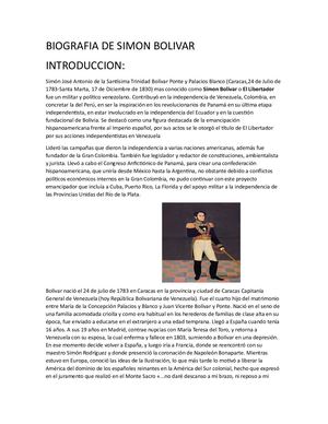 Biografia De Simon Bolivar