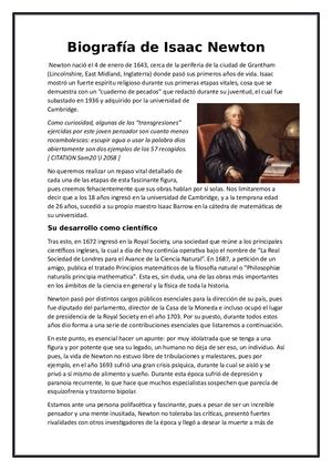 BIOGRAFIA DE ISAAC NEWTON