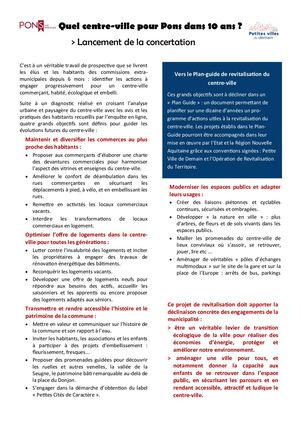 Concertation Projet de revitalisation de la ville de Pons