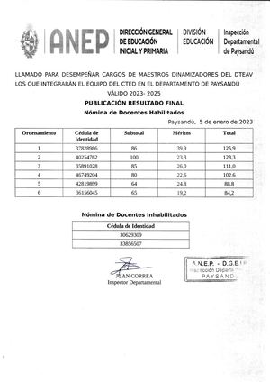 Ordenamiento Final Dinamizadores 2023 2025