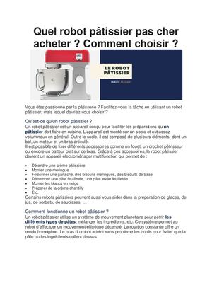 Quel robot pâtissier pas cher choisir ? Guide pour choisir