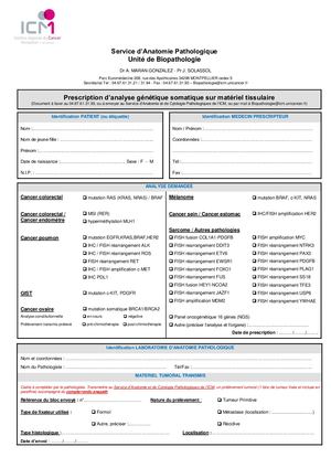Prescription Analyse Génétique Somatique sur matériel tissulaire_ICM