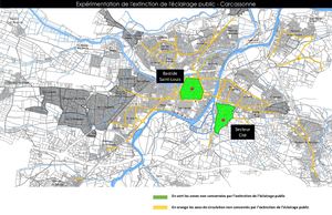 Carte de l'extinction de l'éclairage public à Carcassonne