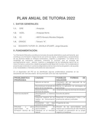 Plan Anual De Tutoria 2022