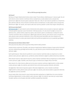 Seo Ve Seo Danismanligi