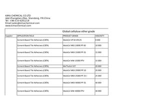Global Cellulose Ether Grade