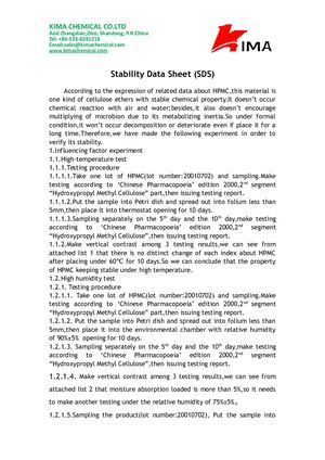 Stability Data Sheet(SDS).