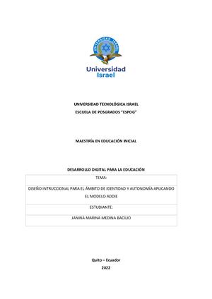 Diseño Instruccional basado en el modelo ADDIE-Janina Medina