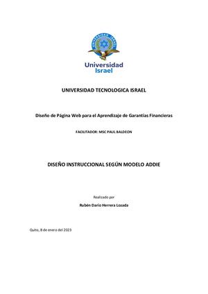 Diseño Instruccional Según Modelo Addie