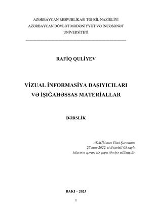 Quliyev Rafiq - Vizual informasiya daşıyıcıları və işığahəsss materiallar