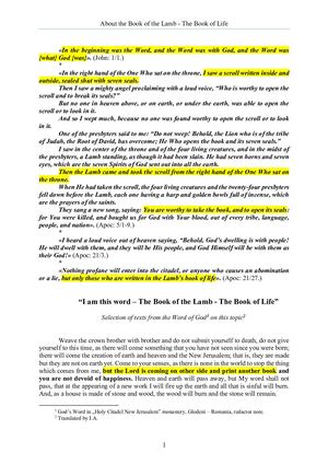 The Word of God about the Book of the Lamb (The Book of Life)