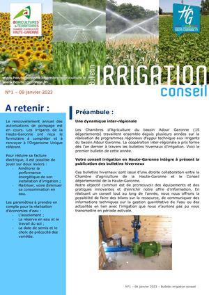 Bulletin irrigation Hivernal 2023 n°1