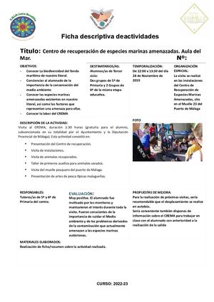 Ficha Descriptiva De Actividades Convivencia+