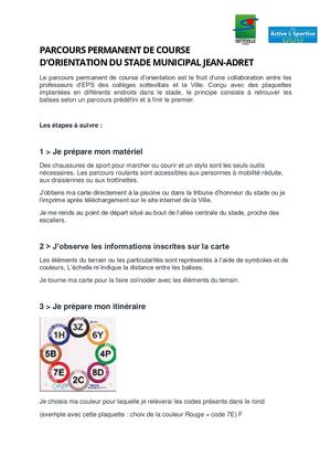 Parcours D'orientation Du Stade Municipal Jean Adret