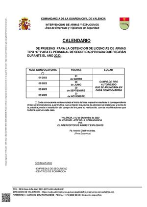 Calendario Examenes Licencia C 2023