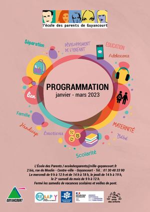 Programme de l'Ecole des Parents de Guyancourt - Janvier Mars 2023