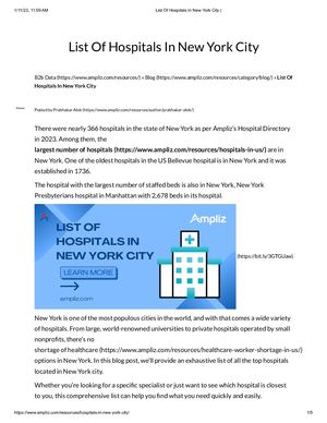 List Of Hospitals In New York City