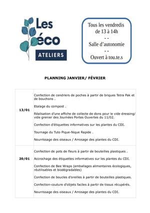 Calaméo - Planning Janvier Février