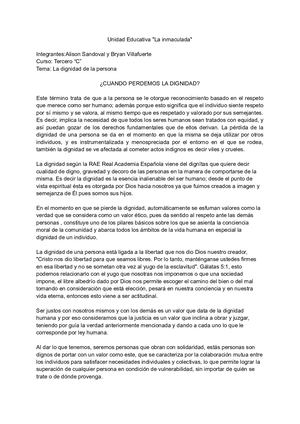 ¿Cuando Perdemos La Dignidad?