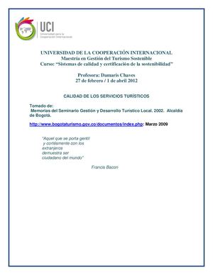 2 2 Calidad De Los Servicios Turisticos