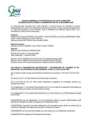 DEL 30112022 4 DELIBERATION RECTIFICATIVE - LIQUIDER ET MANDATER LES DEPENSES D INVESTISSEMENT .