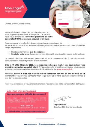 Courrier D'information Portail Client Mon Logis