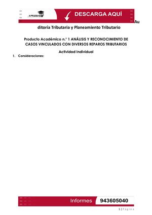 Auditoria Tributaria Y Planeamiento Tributario