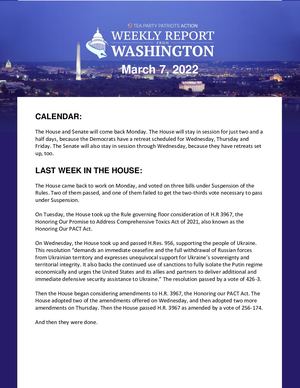 Weekly Washington Report – 3/7/22