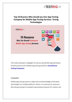 Why You Should Outsource Mobile App Testing Services
