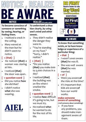 Notice Realize Be Aware