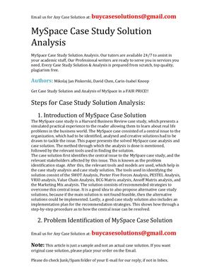 MySpace Case Study Solution Analysis